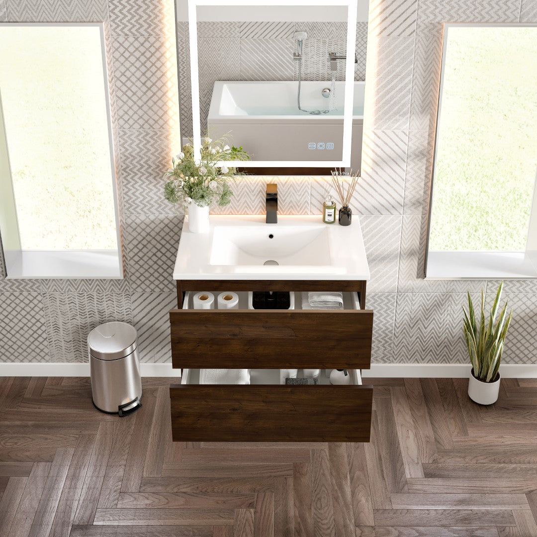 Eviva Joy Bath Vanity with Porcelain Top and Integrated Sink (24"-40")