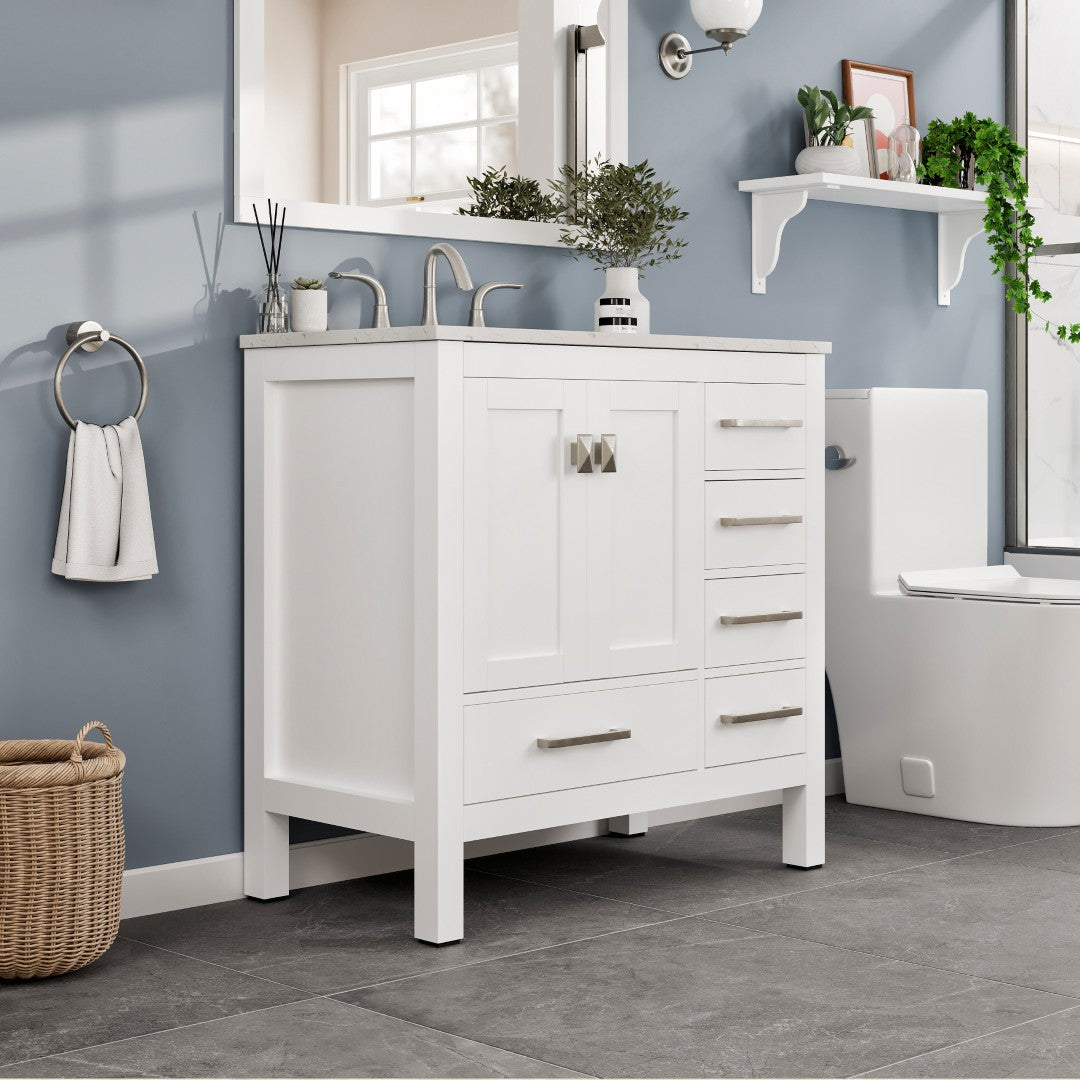 Eviva Aberdeen Bath Vanity with Counter Top and Undermount Porcelain Sink (24"-96")