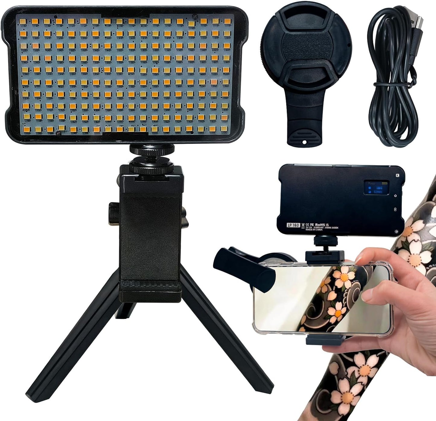Professional Tattoo Photography Anti-2.0 Glare Kit 180 LED Beads（10W）