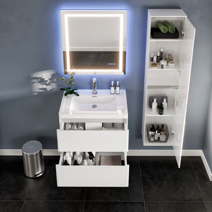 Eviva Glazzy Wall Mount Bath Vanity with Acrylic Top and Integrated Sink