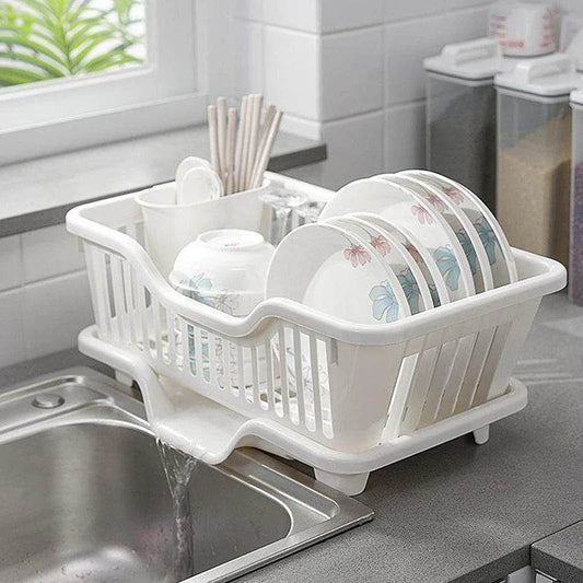 Dish Drying Rack with Drain Board | Kitchen Utensil Organizer