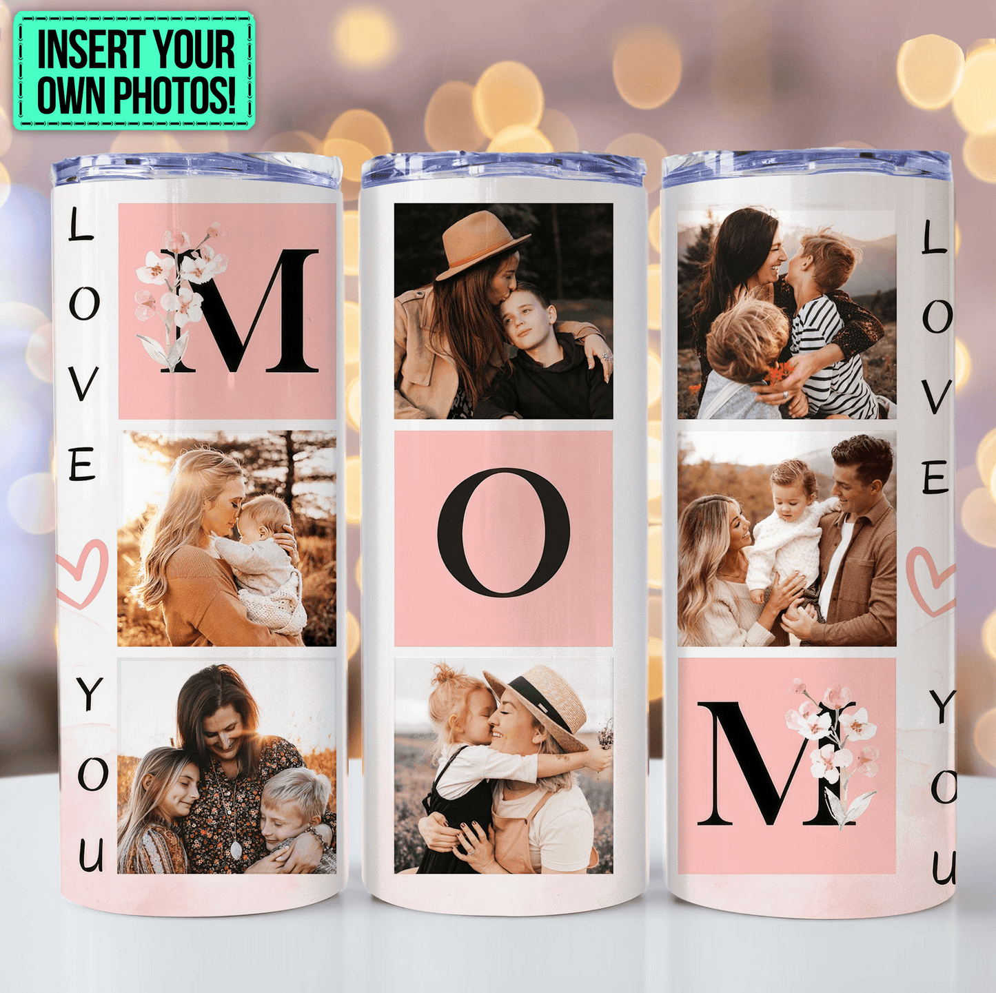 Custom Photo Mothers' Day Sakura Blossom Tumbler - Personalized Gift For New Moms, Mom