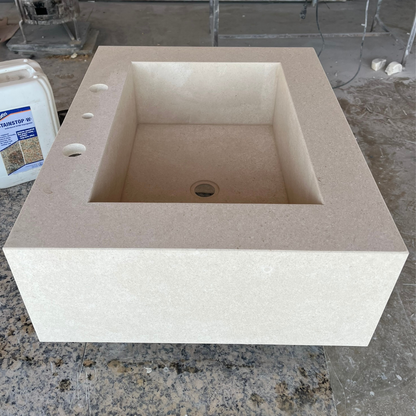 HANDCRAFTED CUSTOM LIMESTONE SINK (NS-051)