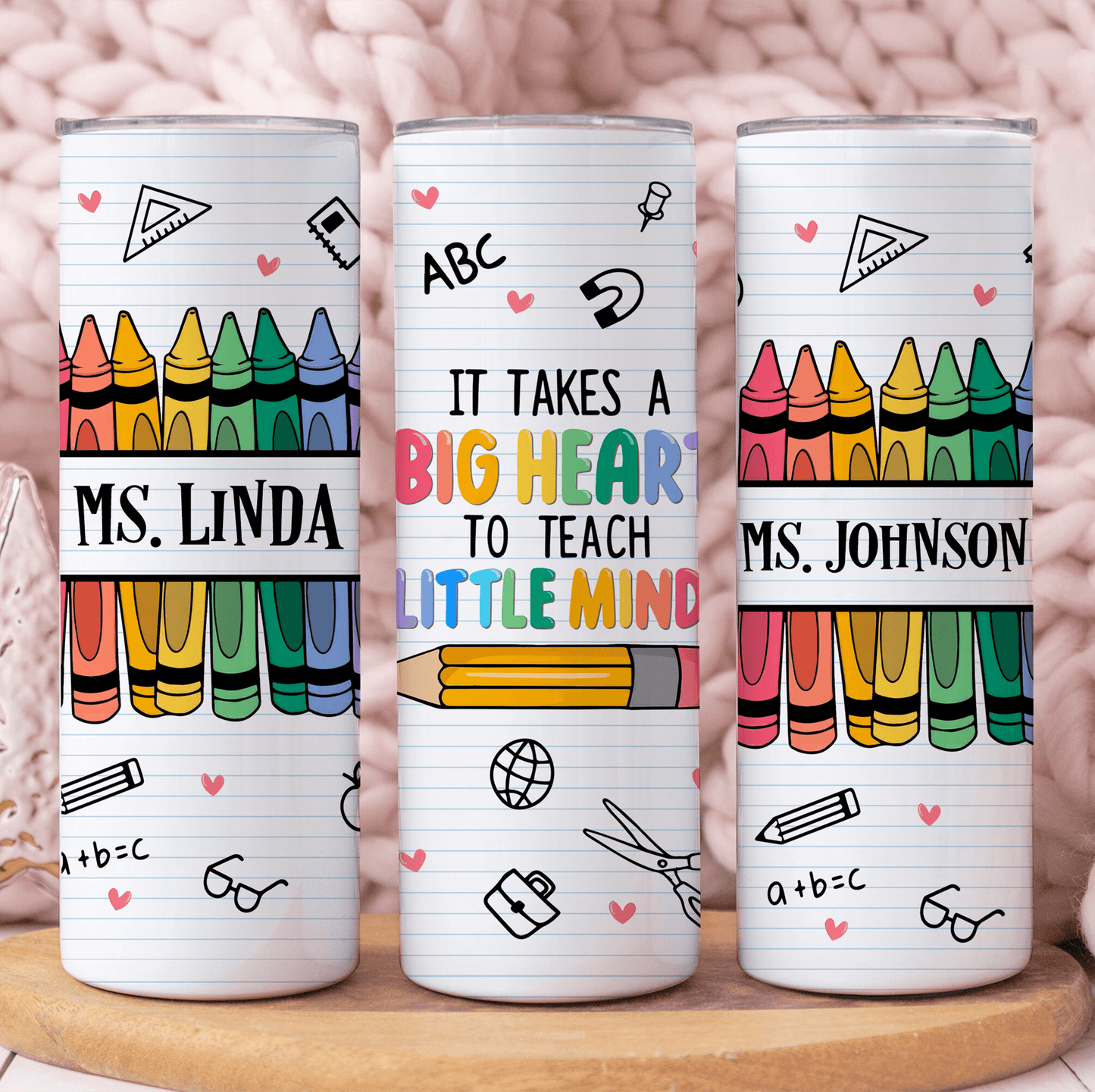 It Takes A Big Heart to Teach Little Minds - Personalized Custom 20oz Skinny Tumbler Cup - Personalized Custom Youth T Shirt - Back To School/ First Day Of School, Loving, Funny Gift for Teacher, Kindergarten, Preschool, Pre K, Paraprofessional