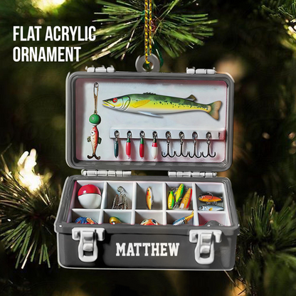 Fishing Tackle Box Ornament - Personalized Custom Shaped Acrylic Ornament - Christmas Gift For Him, for Dad, Fishing Lovers
