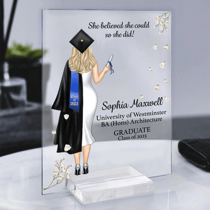 Graduation Gifts, Presents & Ideas For Her, Grad Ceremony, Commencement, Convocation, College & uni University, Personalized Custom Acrylic Plaque