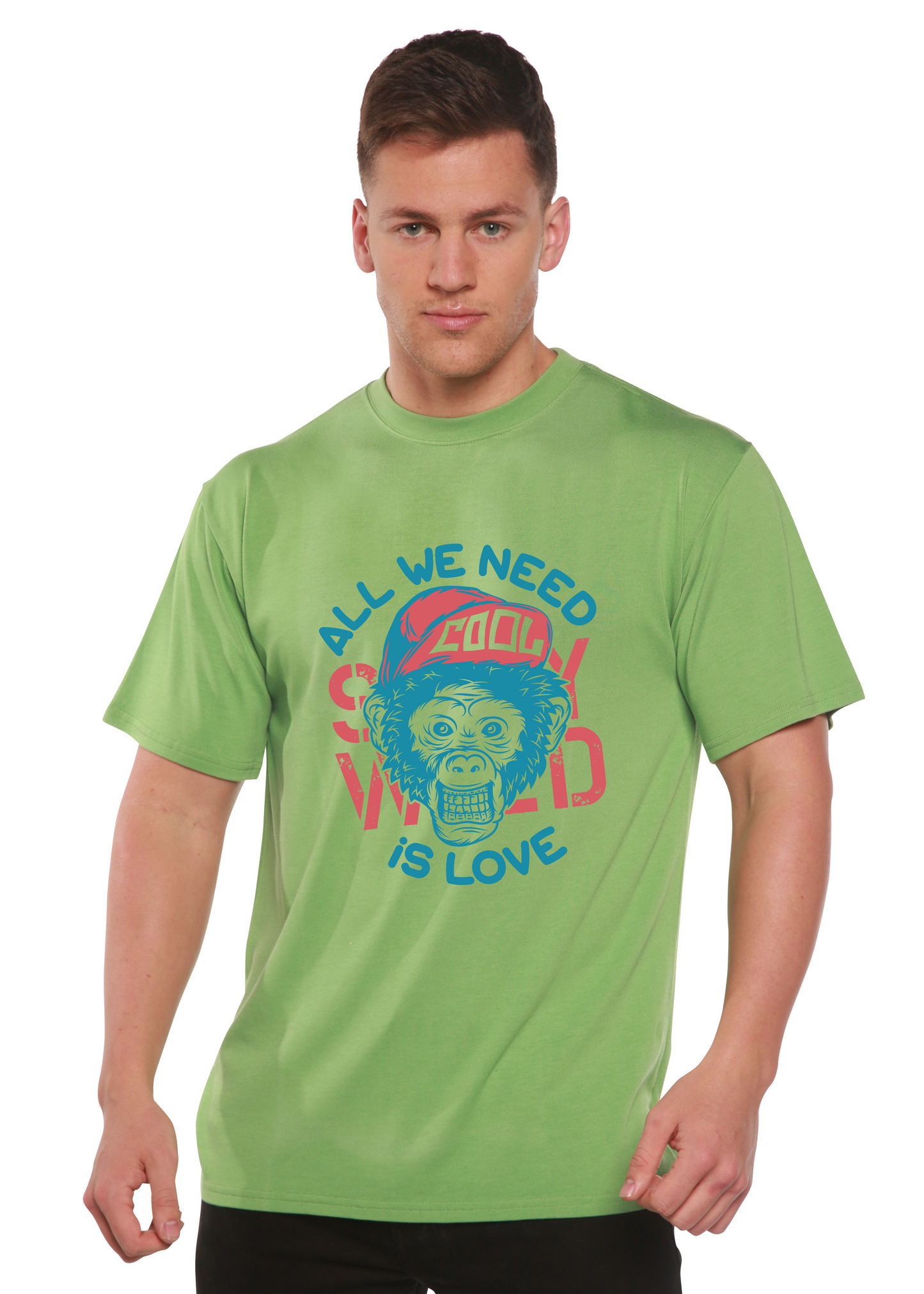 All We Need is Love Men's Bamboo Viscose/Organic Cotton Short Sleeve Graphic T-Shirt