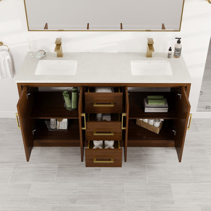 Eviva Curio Bath Vanity with Carrara Quartz Top and Undermount Porcelain Sink (24"-60")