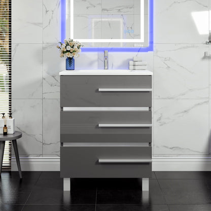 Eviva Deluxe Bath Vanity with Porcelain Top and Integrated Sink (20"-32")