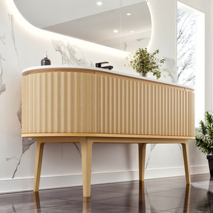 Eviva Haven Wall Mount Bath Vanity with Solid Surface Top and Integrated Sink (39"-71")