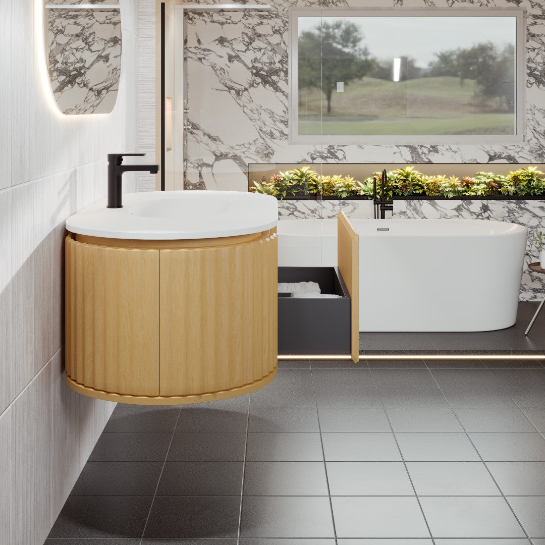 Eviva Haven Wall Mount Bath Vanity with Solid Surface Top and Integrated Sink (39"-71")