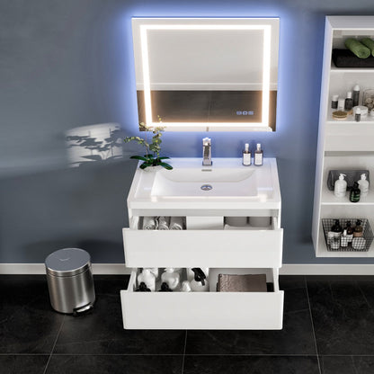 Eviva Flair Wall Mount Bath Vanity with Acrylic Top and Integrated Sink