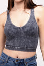 ZENANA Washed Ribbed Cropped V-Neck Tank Top