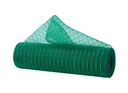 10.25"X10YD FINE WEAVE METALLIC MESH EMERALD W/EMERALD FOIL