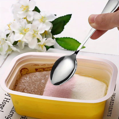 12Piece Polished Steel Dessert Spoons with Black Accents