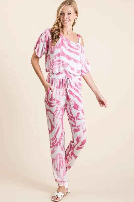 BiBi Zebra Print French Terry Stylish Top and Pants Combo