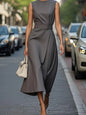 Round Neck Sleeveless Midi Sheath Dress