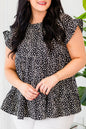 Black Leopard Print Flowy Tiered Plus Size Blouse