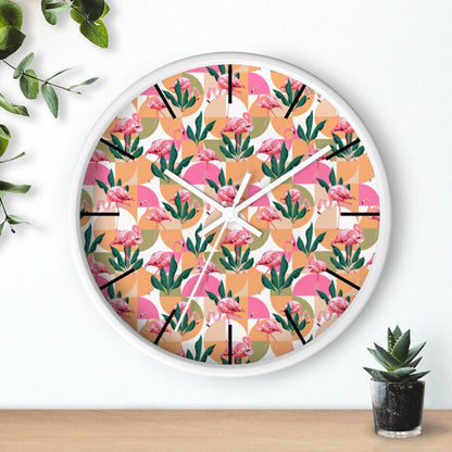 2882Time™ Retro Pink Flamingo Geometric Clock