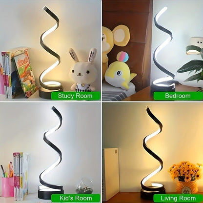 Sleek Spiral LED Desk Lamp  USB Powered Adjustable Brightness