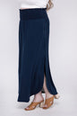 ZENANA Plus Smocked Waist Side Slit Maxi Skirt w/ Pockets
