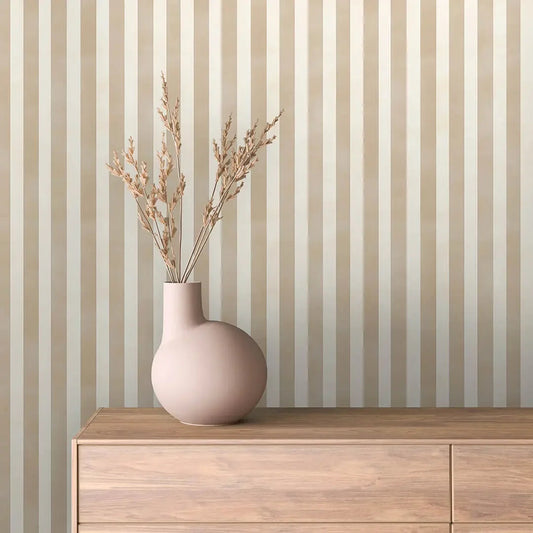 Morning Latte Striped Wallpaper