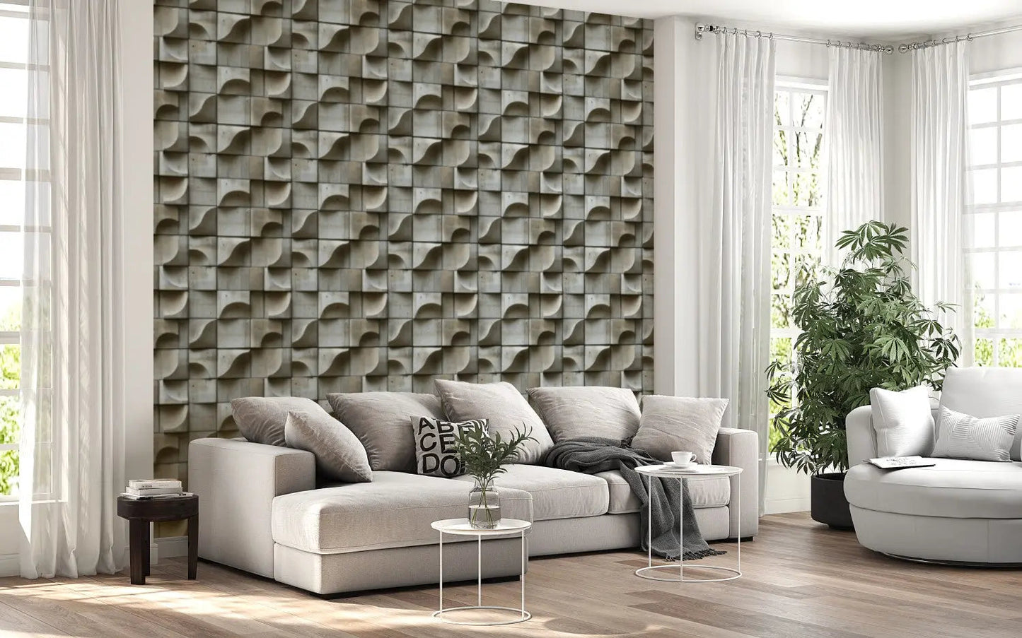 Brutalist Flow Concrete Wallpaper