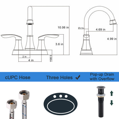 2 Handles 4-inch Oil Wiped Bronze Bathroom Faucet | Faucets | Kitchen + Metal