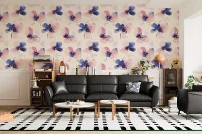 Indigo Blush Watercolor Blooms