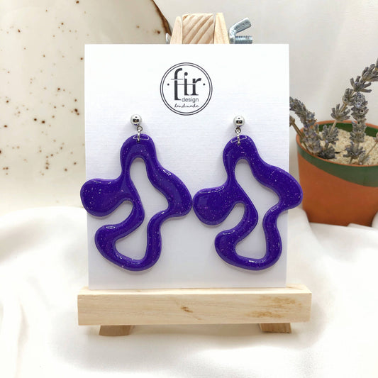 Bright Purple Earrings, Hand Crafted Free Form Earrings , Nickel Free