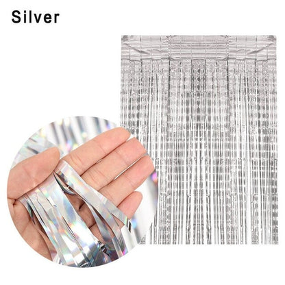 2/3M Colorful Rainbow Backdrop Foil Curtains