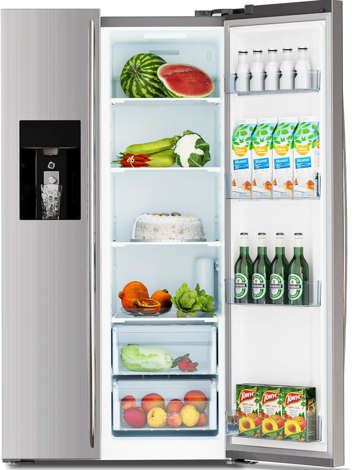 36" Side By Side 20.01 Cu. ft. Built-in Refrigerator with Freezer & Ice Maker Included