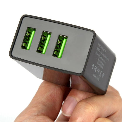2 Pack! 3 Port LED Fast Quick Charge QC 3.0 USB Hub Display Wall Charger Adapter US Plug