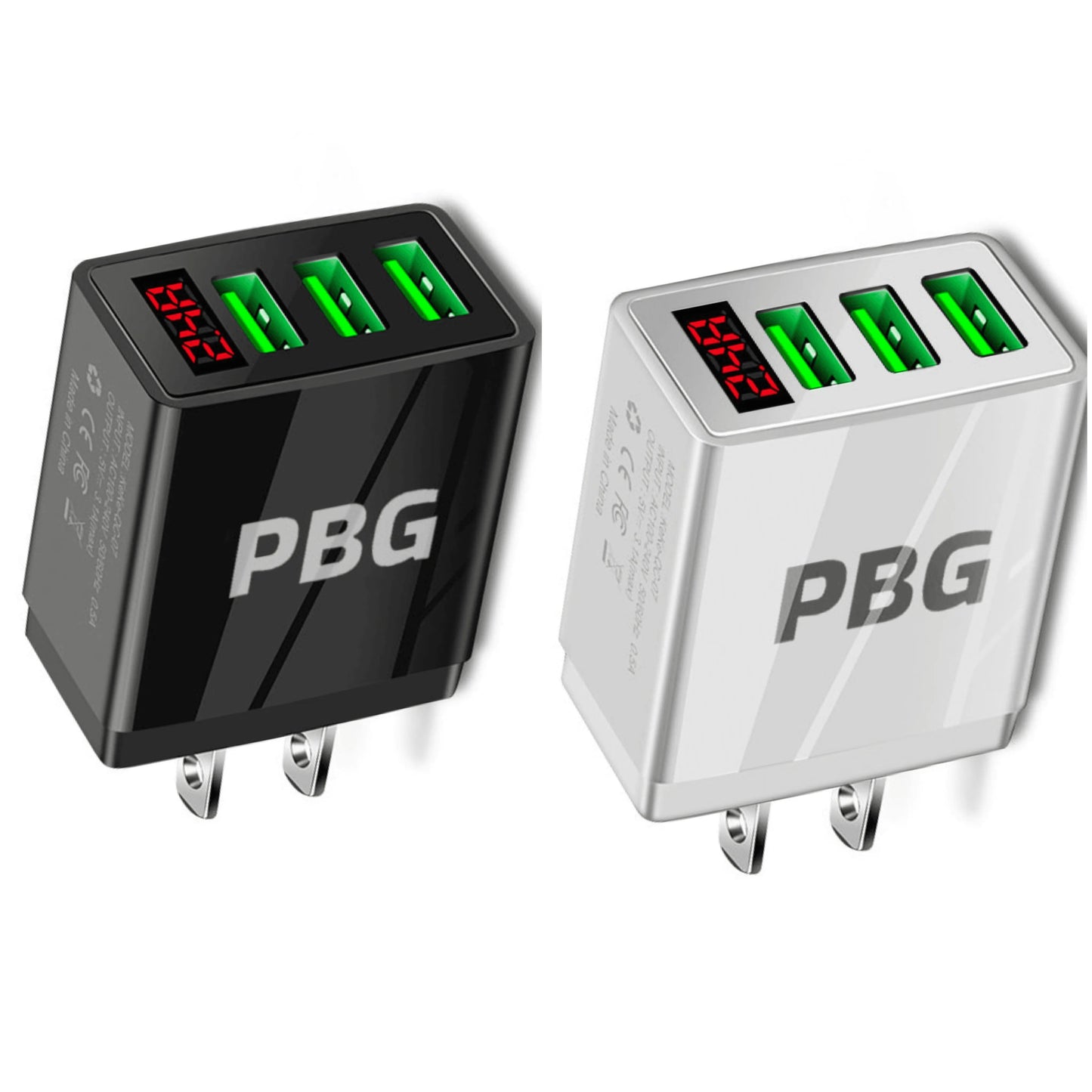 3-Port USB Quick Wall Charger with LED Voltage Display - Safe & Fast Charging