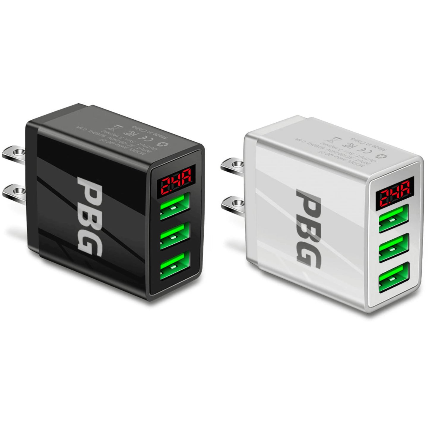 3-Port USB Quick Wall Charger with LED Voltage Display - Safe & Fast Charging