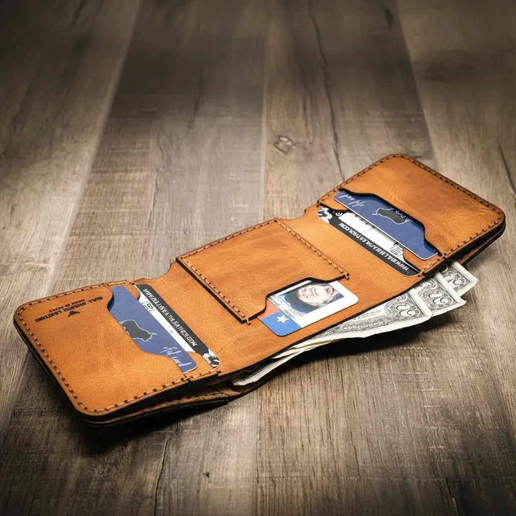 Western Trifold Wallet - Saddle Tan