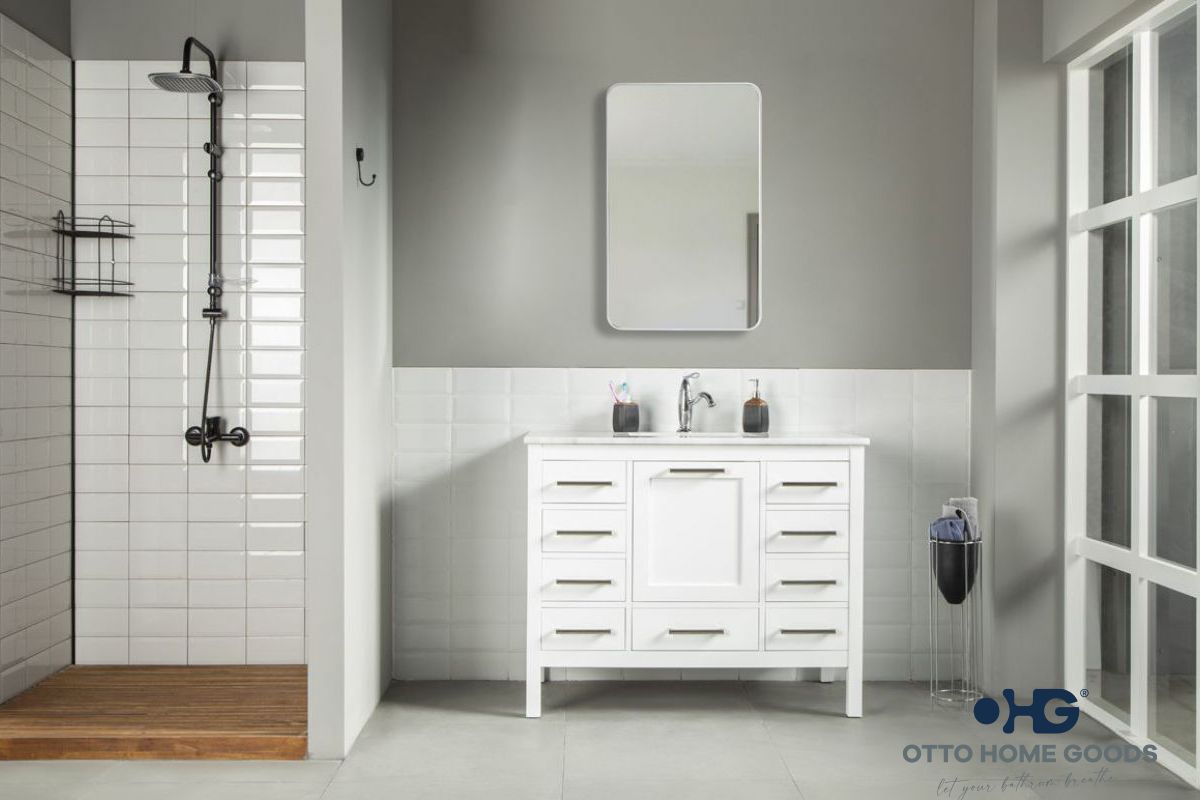 Ashley 42" White Bathroom Cabinet