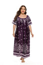 Plus Size Women Loose Home Wear Short Sleeve Dress Floral Print Maxi Dress