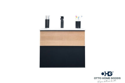 Ravello 24" Natural Black Floating Bathroom Vanity with Integrated Sink