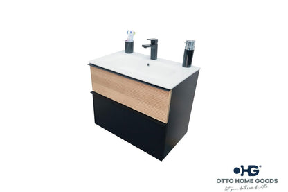 Ravello 24" Natural Black Floating Bathroom Vanity with Integrated Sink