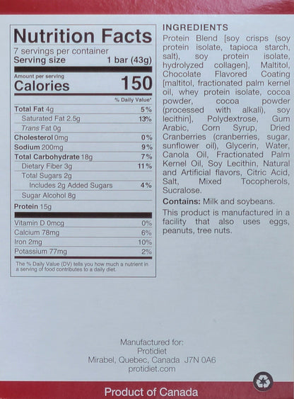 Raspberry Dark Chocolate Squares - ProtiDiet