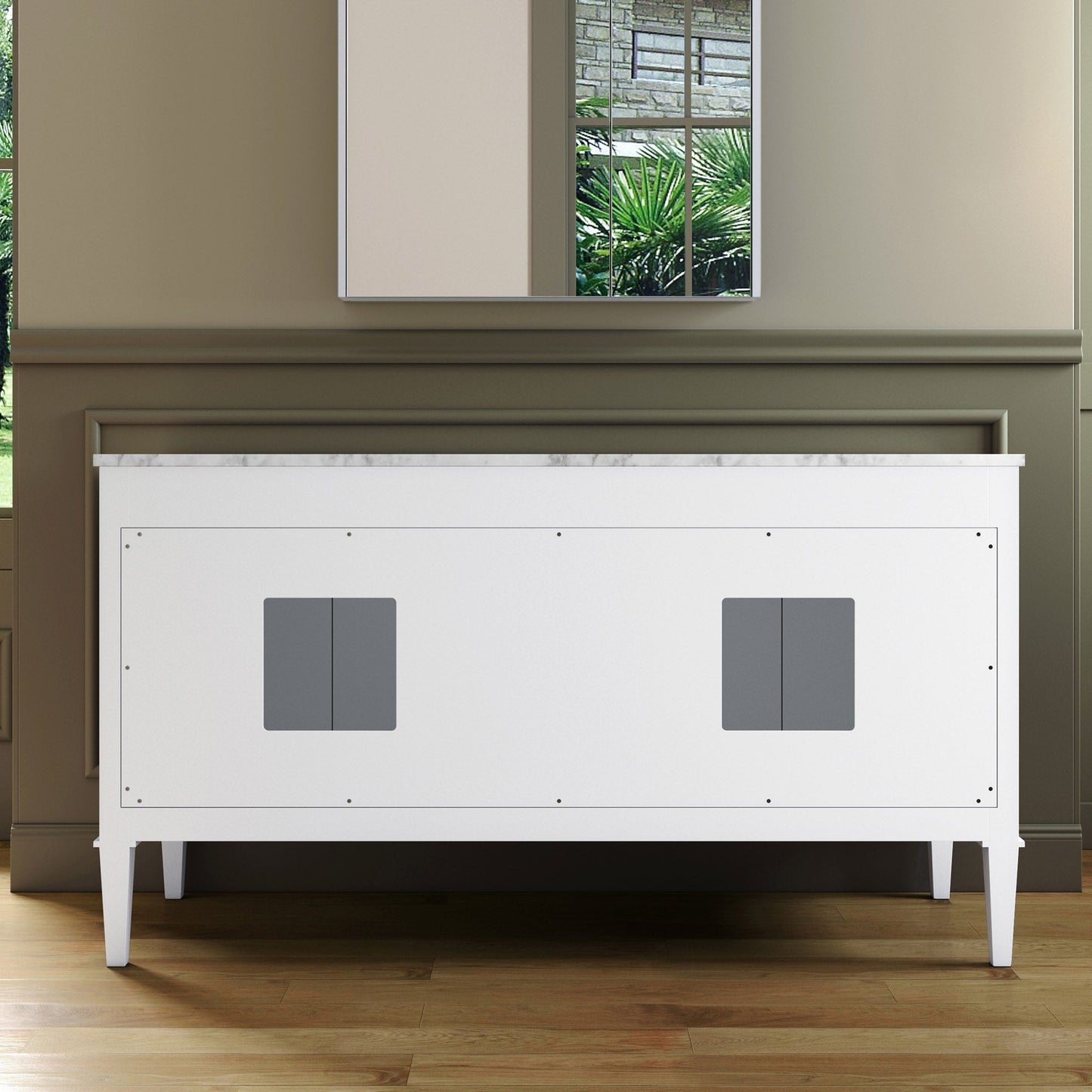 WOODBRIDGE Roma 61"x22"x38" Solid Wood Bath Vanity in Espresso with Gold Hardware and Carrara Marble Top with Pre-Drilled Hole for Single Hole Faucet, Roma-6021-Espresso+CAVT6122D-8