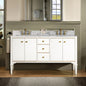 WOODBRIDGE Roma 61"x22"x38" Solid Wood Bath Vanity in Espresso with Gold Hardware and Carrara Marble Top with Pre-Drilled Hole for Single Hole Faucet, Roma-6021-Espresso+CAVT6122D-8