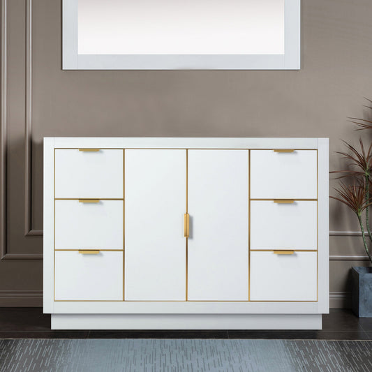 WOODBRIDGE Venice 48"x21"x33" Solid Wood Bath Vanities Cabinet Only with Drawers in White and Gold Hardware, Venice-4821-White-G