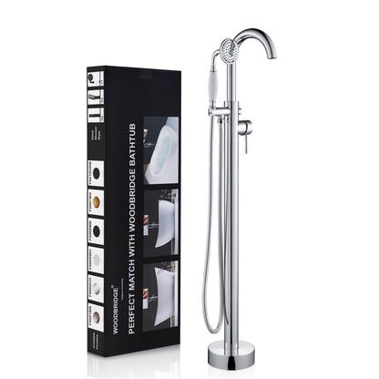 WOODBRIDGE WOODBRIDGEE F0001BNVT Contemporary Single Handle Floor Mount Freestanding Tub Filler Faucet with Hand shower