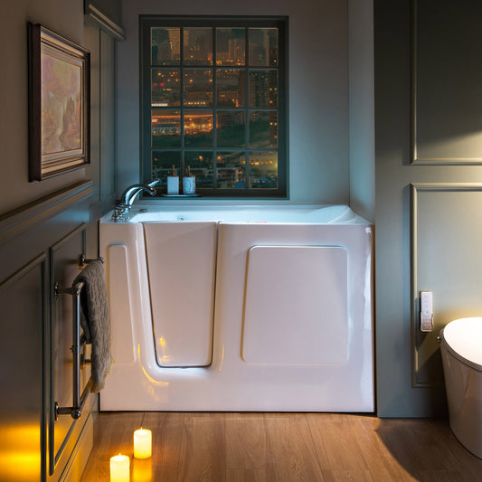 WOODBRIDGE 54 in. x 30 in. Left Hand Walk-In Air & Whirlpool Jets Hot Tub
