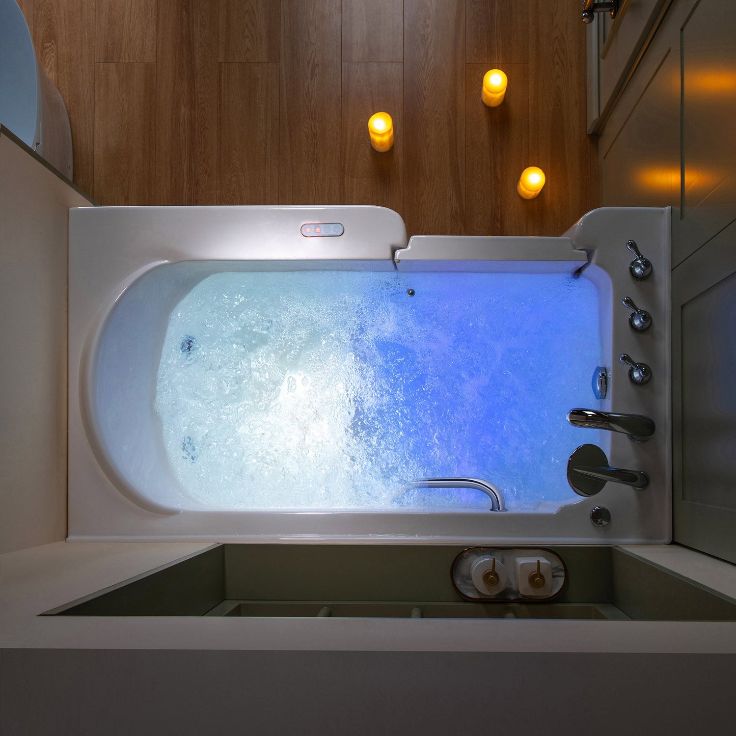 WOODBRIDGE 54 in. x 30 in. Left Hand Walk-In Air & Whirlpool Jets Hot Tub