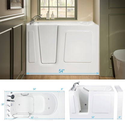 WOODBRIDGE 54 in. x 30 in. Left Hand Walk-In Air & Whirlpool Jets Hot Tub