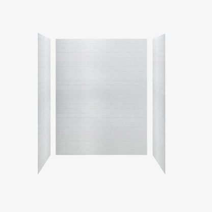 WOODBRIDGE Solid Surface 60" W x 75" H Tile Tub and Shower Wall Panel Surround, Quick Install, Cuttable, Staggered Brick Pattern