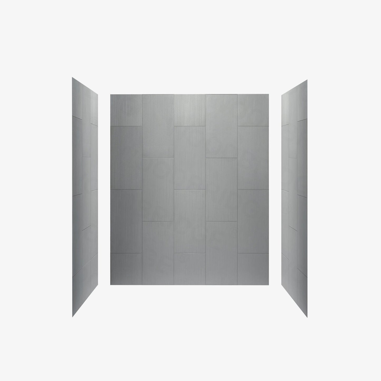 WOODBRIDGE Solid Surface 60" W x 75" H Tile Tub and Shower Wall Panel Surround, Quick Install, Cuttable, Stacked Block in a Staggered Vertical Pattern